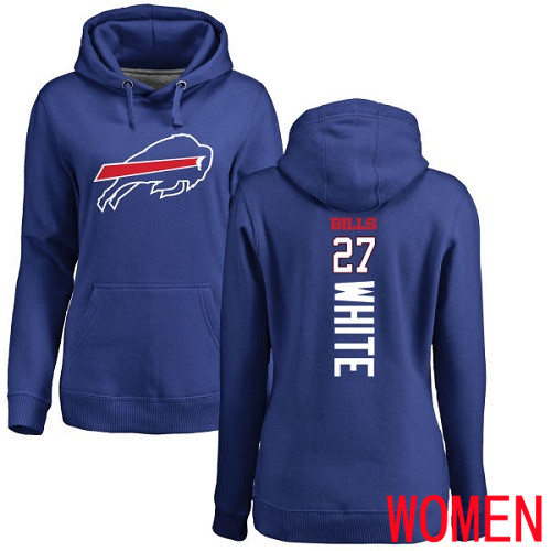 NFL Women Buffalo Bills #27 Tre Davious White Royal Blue Backer Pullover Hoodie Sweatshirt